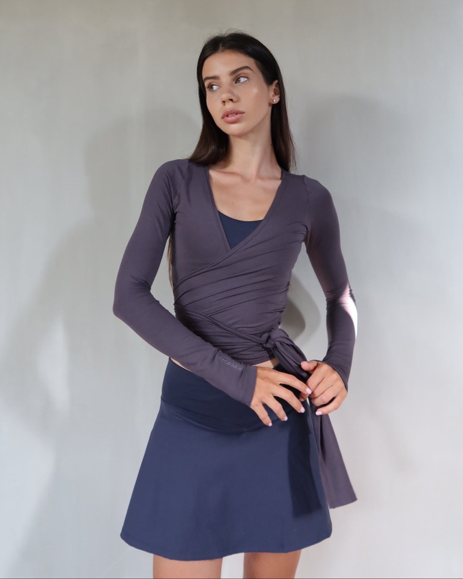 ava wrap top - smoke