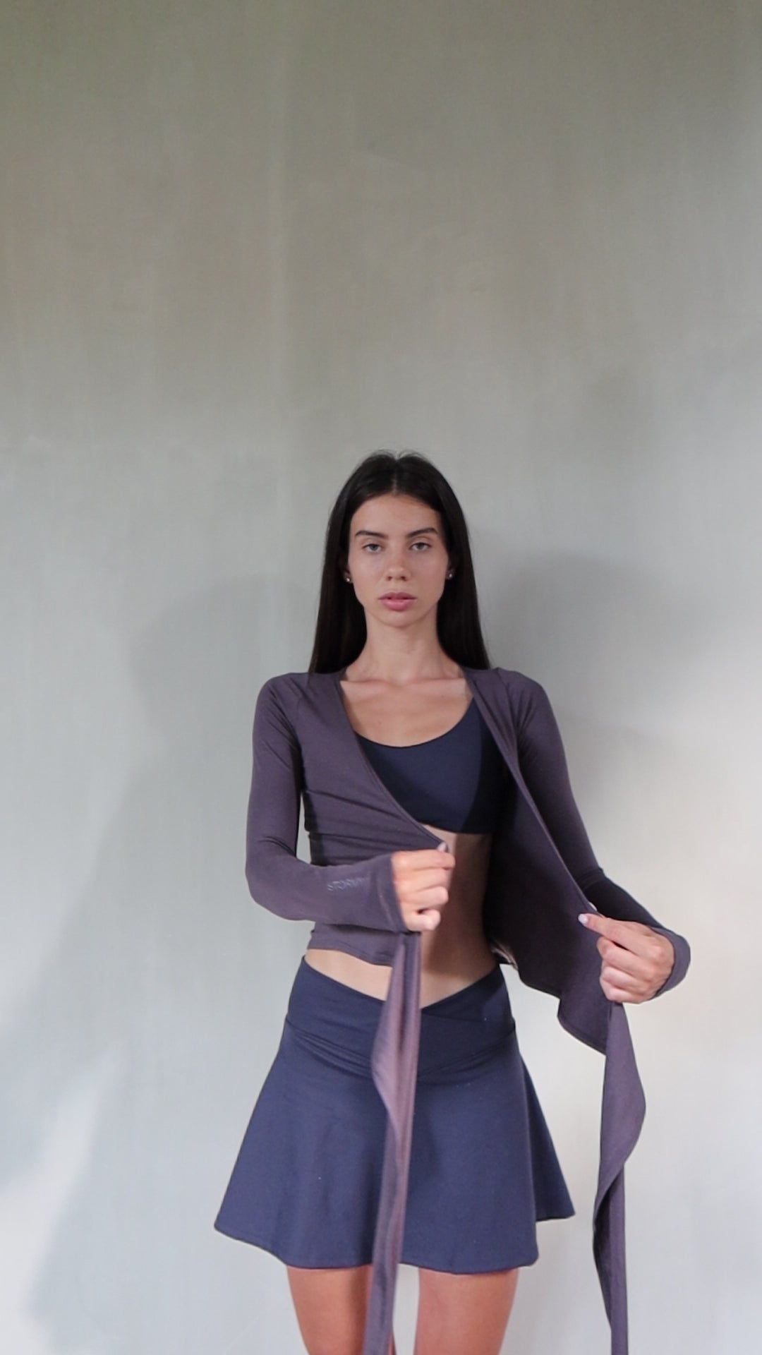 ava wrap top - smoke