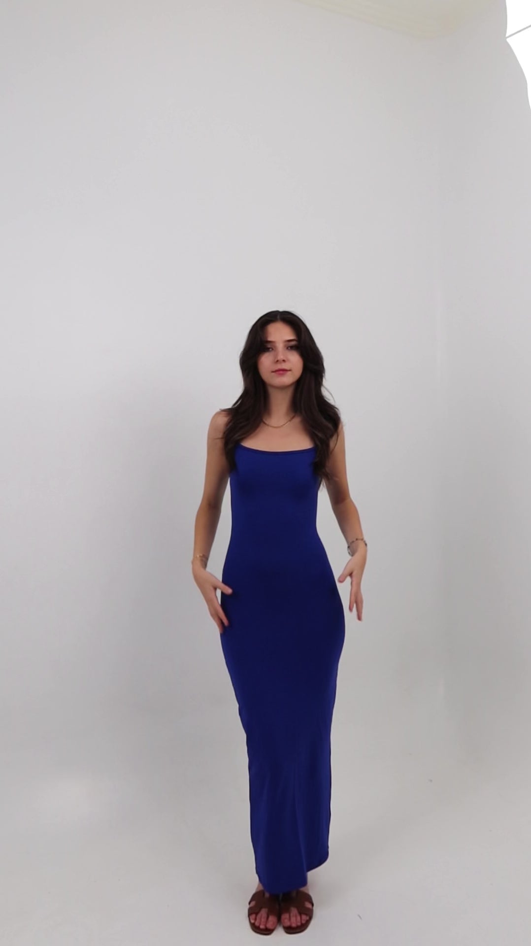 darya slip dress - blue