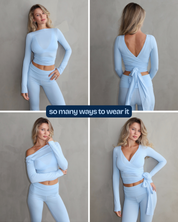 Ava Wrap Top - Baby Blue