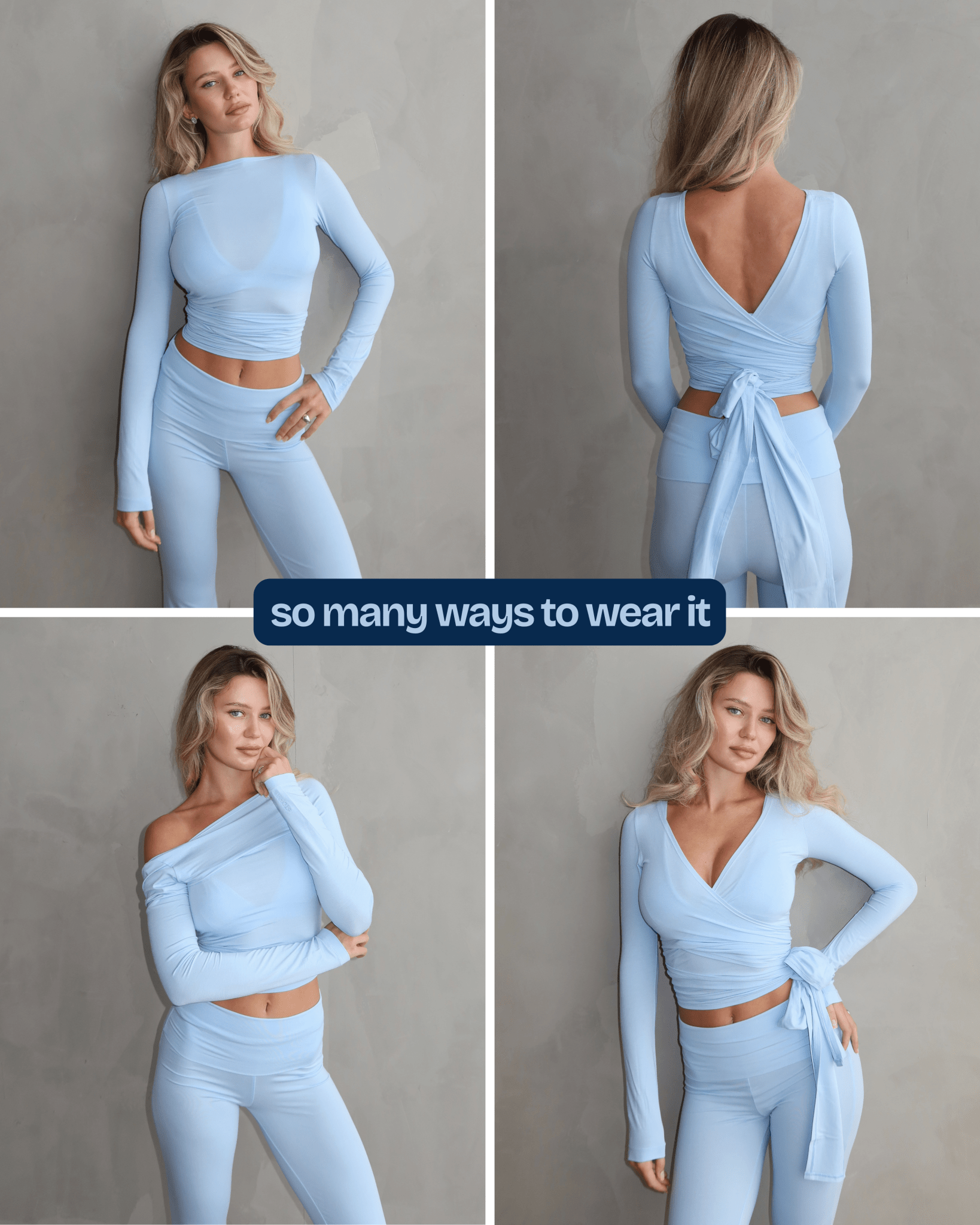Ava Wrap Top - Baby Blue - STORMYY