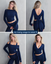 Ava Wrap Top - Navy