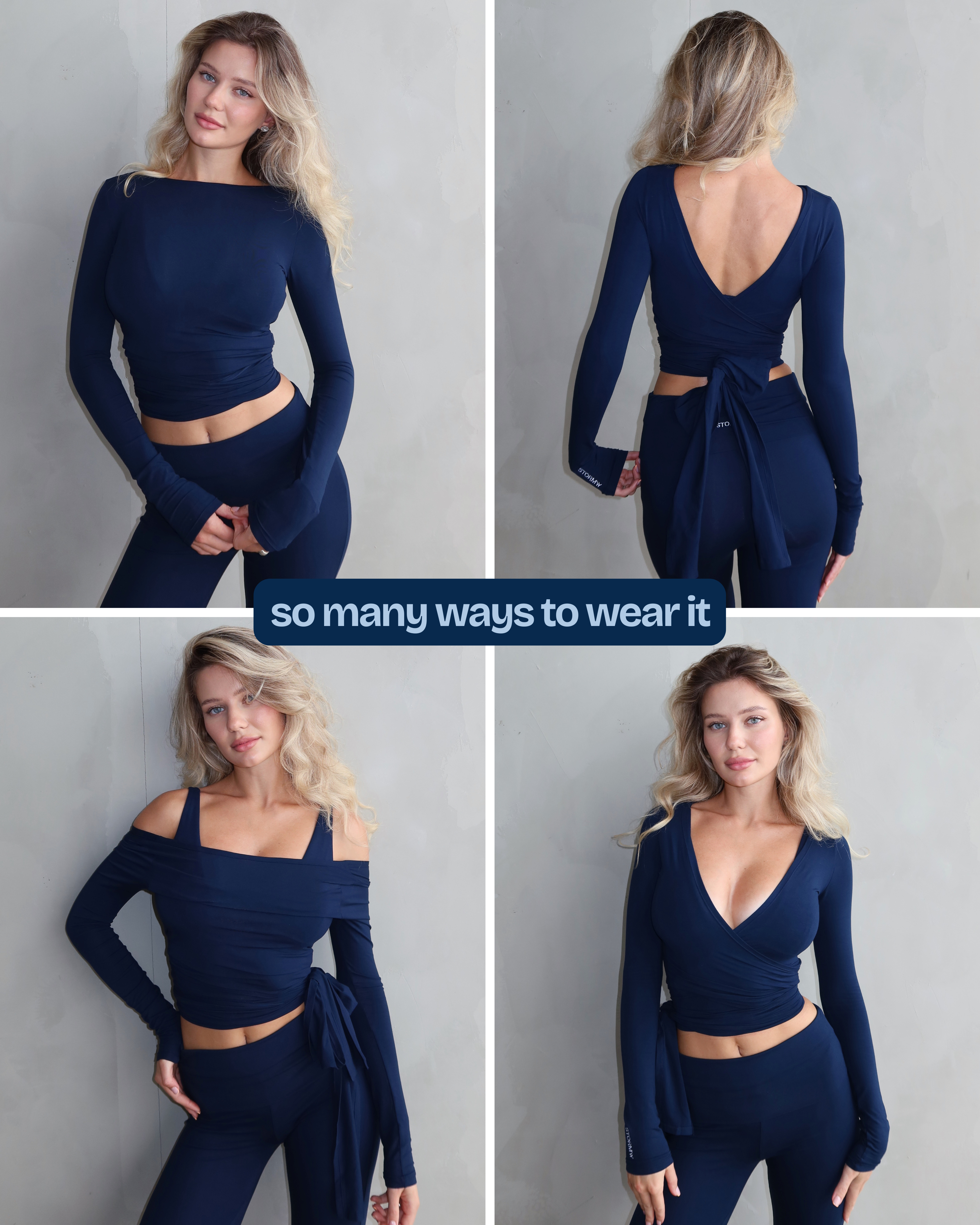 Ava Wrap Top - Navy